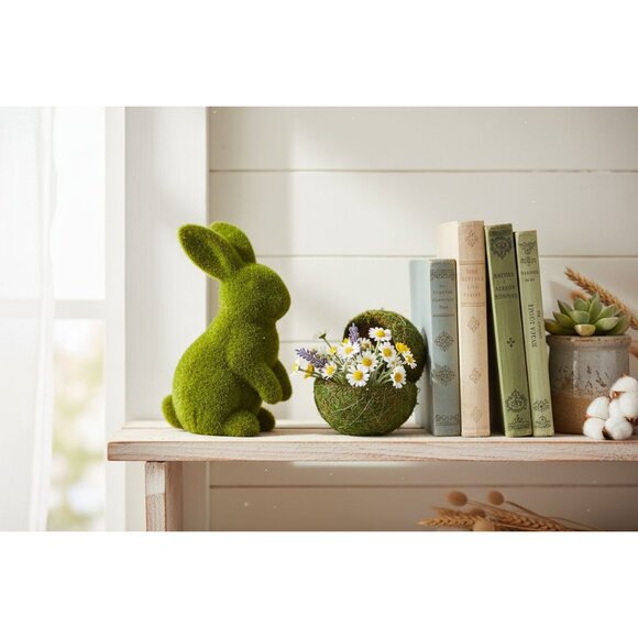 Moss Bunny Rabbit Figurine With Open Moss Balls Spring Easter Wreath Craft Suppl - Picture 3 of 13